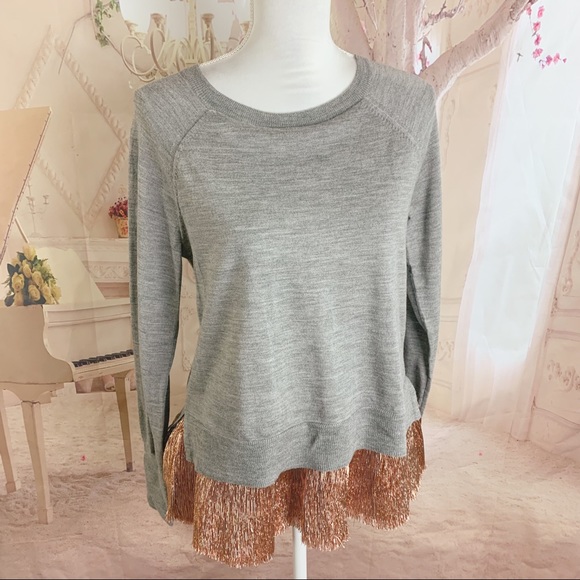 J Crew Crew Layered Lame Fringe Sweatshirt - Picture 3 of 12